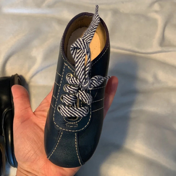 Vintage little boys shoes mother goose blue leather sneakers red goose black 6.5 - Picture 9 of 11